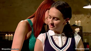 Redhead Lezdom Maitresse Madeline Marlowe In Tight Green Mini Dress Whipping Petite Brunette Lesbian Babe Bonnie Day Then Getting Rimjob And Vibrating Her In Back Arch Suspension thumbnail