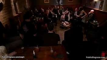 Bound Brunette Babe Cheyenne Jewel Gets Whipped Then In Doggy Style Position With Head In Box Anal Fucked By Big Cock In Crowded Public Bar thumbnail