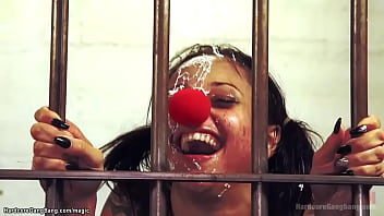 Petite Ebony Agent Holly Hendrix Face Fucked By Group Of Big Cock Clowns Then Double Penetration And Anal Gangbanged In The Prison thumbnail