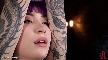 Tattooed Slave Charlotte Sartre Is Bound In Standing Position With One Leg Bent In Knees Gets Fingered And Whipped Then Pussy Fucked With Dildo On A Stick By Master The Pope On Hogtied thumbnail