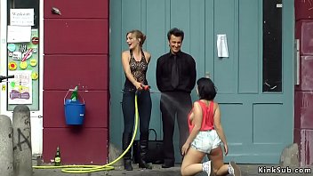 Big Tits Dark Haired Pina De Luxe Sprayed With Hose By Mistress Mona Wales And Master Steve Holmes Then Group Fucked In Bar thumbnail