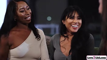 Curvy Brunette Has Open Relationship With Ebony Gf And They Have A 3some With A Petite Asian Babeshe Licks The Black Girl Pussy As She Gets Oral Sex thumbnail