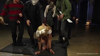 Hot Ass Blonde Ebony Slut Jessica Creepshow In Her Nightmare Is Bound By Five Big Cocks Scary Guys And Anal Gangbang And Double Penetration Fucked thumbnail