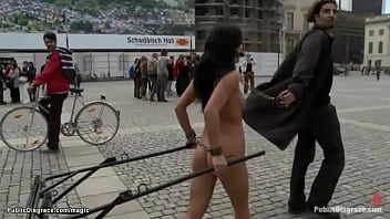 Naked Romanian Slave Amabella Gets Wrists Cuffed And Chained Together Made To Pull Chariot In Public Square Then Fucked In The Park By Big Dick Zenza Raggi thumbnail